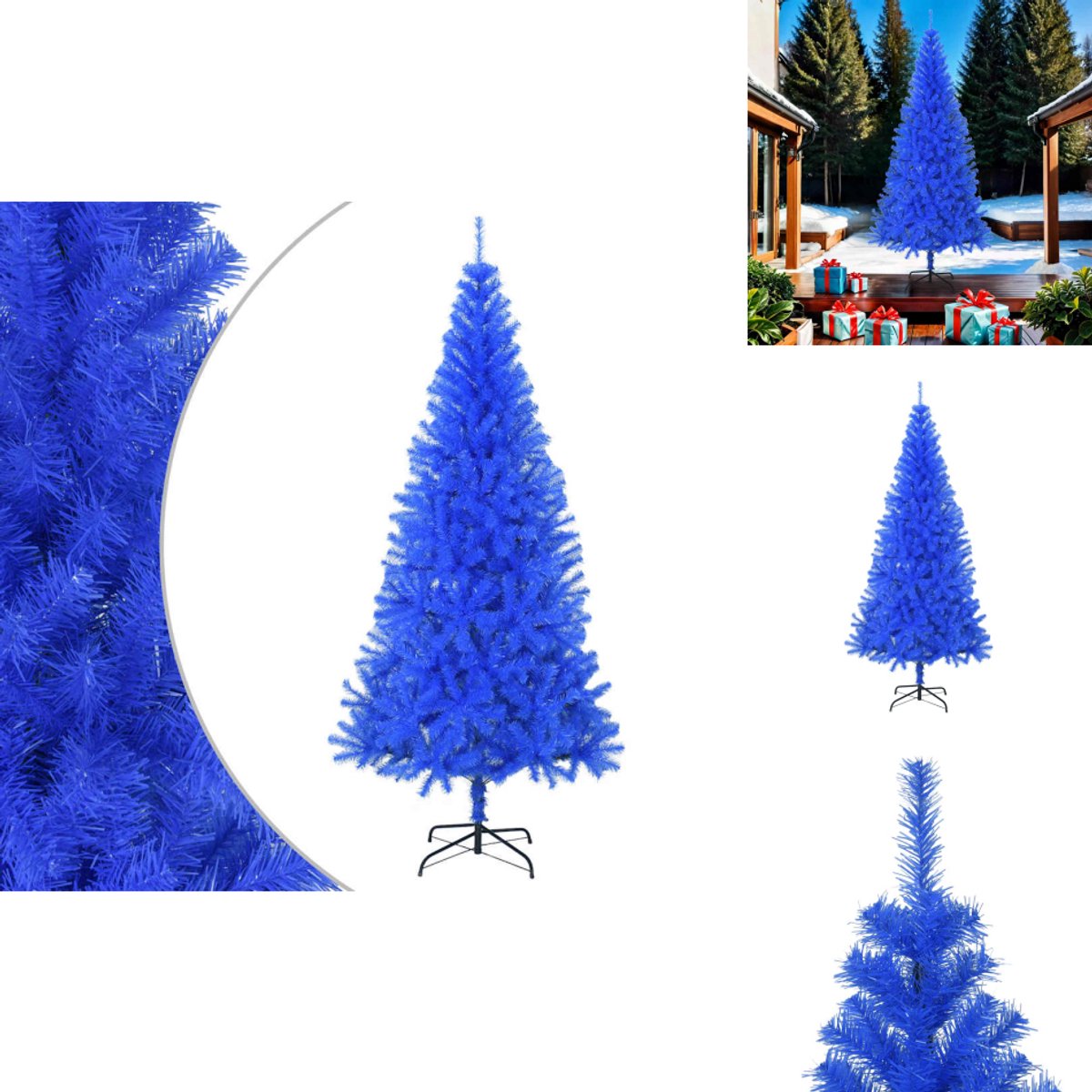 vidaXL Kunstkerstboom blauw 210 cm met standaard