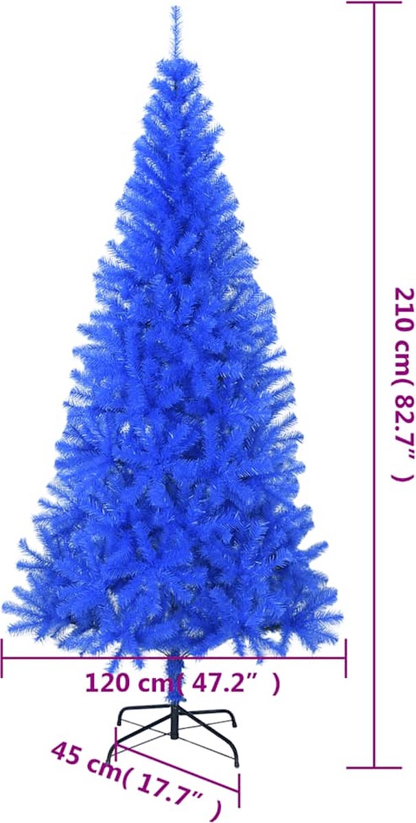 vidaXL Kunstkerstboom blauw 210 cm met standaard