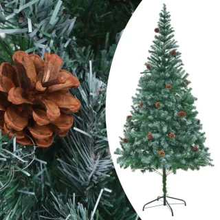 vidaXL Kunstkerstboom Dennenappels 210 cm