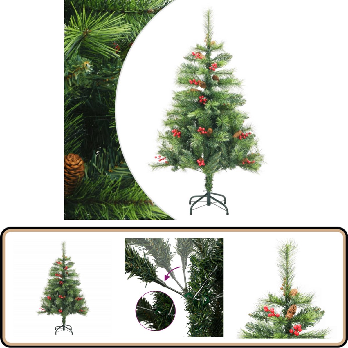 vidaXL Kunstkerstboom Dennenappels en Bessen 150 cm