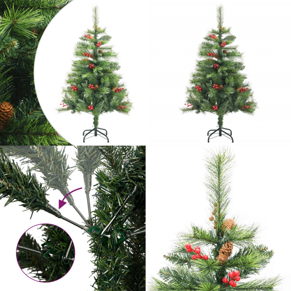 vidaXL Kunstkerstboom Dennenappels en Bessen 150 cm