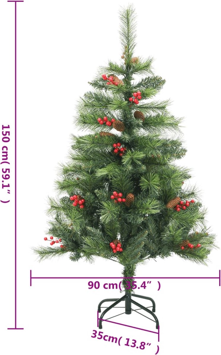 vidaXL Kunstkerstboom Dennenappels en Bessen 150 cm