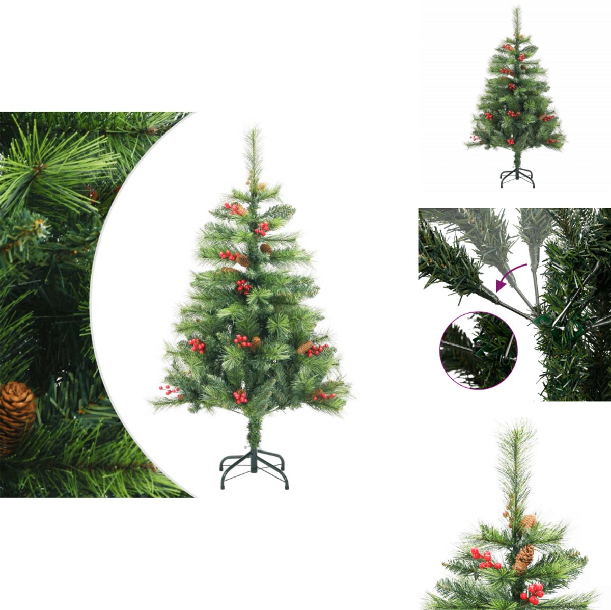 vidaXL Kunstkerstboom Dennenappels en Bessen 150 cm