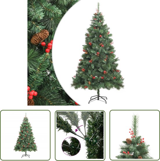vidaXL Kunstkerstboom Dennenappels en Bessen 210 cm