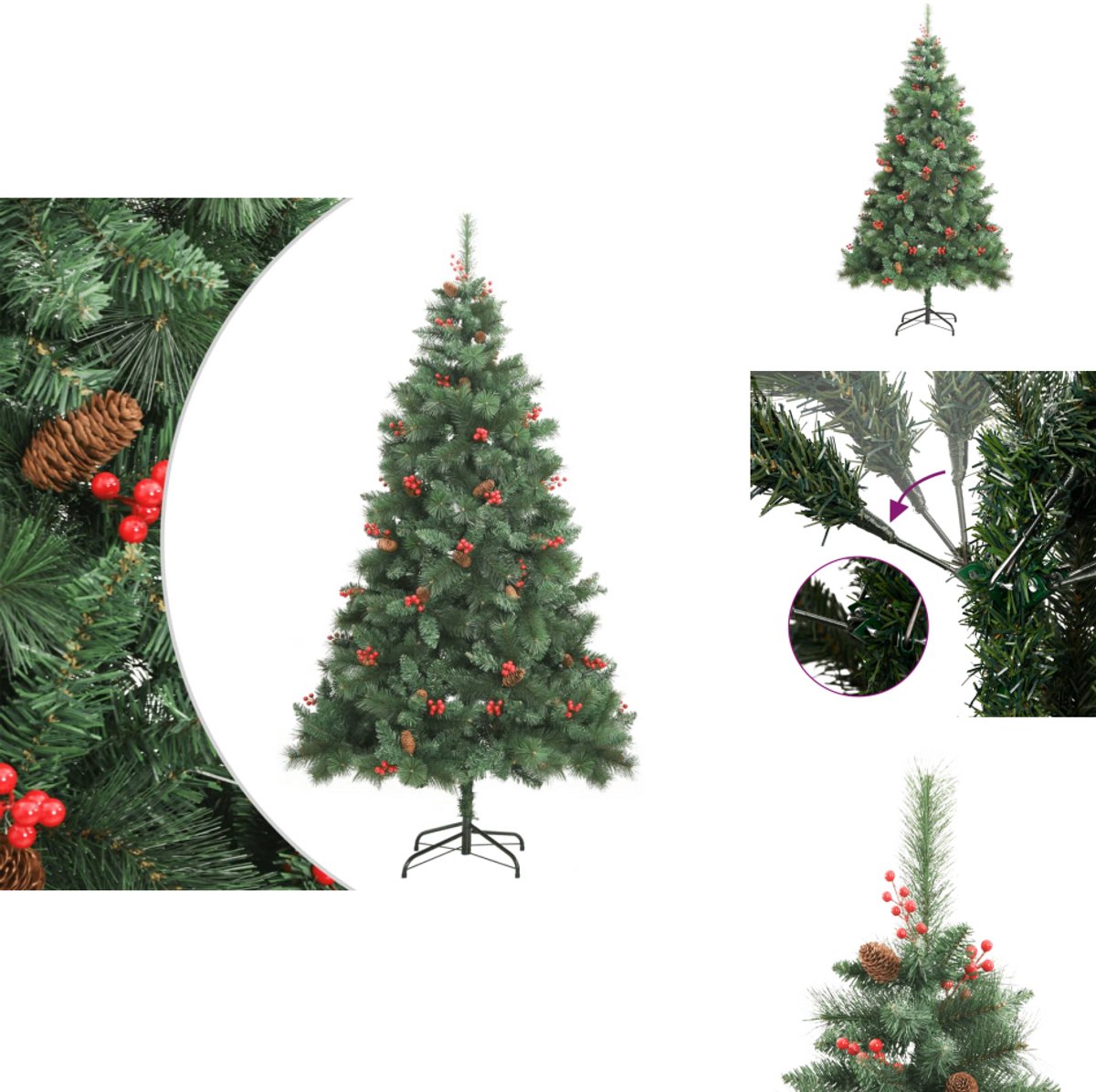 vidaXL Kunstkerstboom Dennenappels en Bessen 240 cm