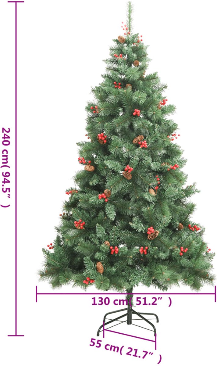 vidaXL Kunstkerstboom Dennenappels en Bessen 240 cm
