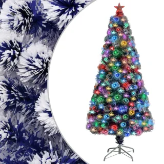 vidaXL Kunstkerstboom glasvezel 150 cm wit/blauw