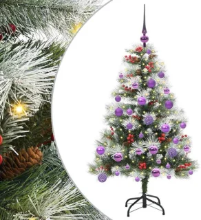 vidaXL Kunstkerstboom groen en wit 120 cm