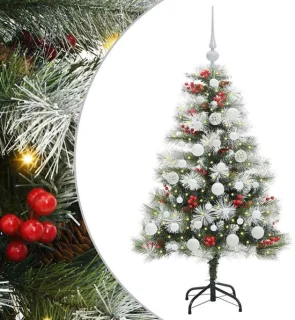 vidaXL Kunstkerstboom groen en wit 120 cm