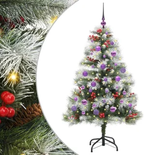 vidaXL Kunstkerstboom groen en wit 150 cm