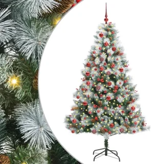 vidaXL kunstkerstboom groen en wit 180 cm
