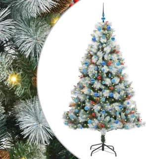 vidaXL Kunstkerstboom groen en wit 210 cm