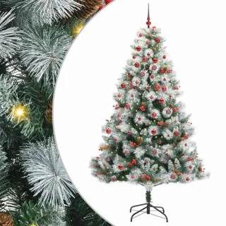 vidaXL kunstkerstboom groen en wit 210 cm