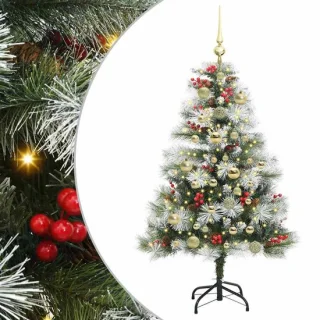 vidaXL Kunstkerstboom groen-wit 120 cm