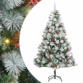 vidaXL Kunstkerstboom groen-wit 210 cm