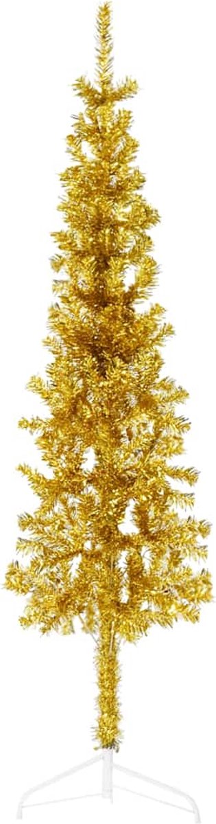 vidaXL Kunstkerstboom Half 120 cm Goud