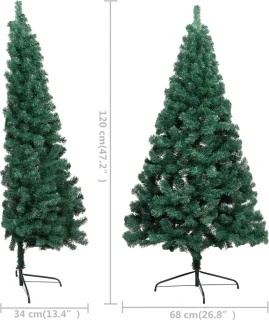 vidaXL Kunstkerstboom Half 120 cm Groen