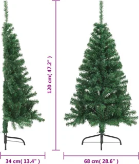 vidaXL Kunstkerstboom half 120 cm PVC groen