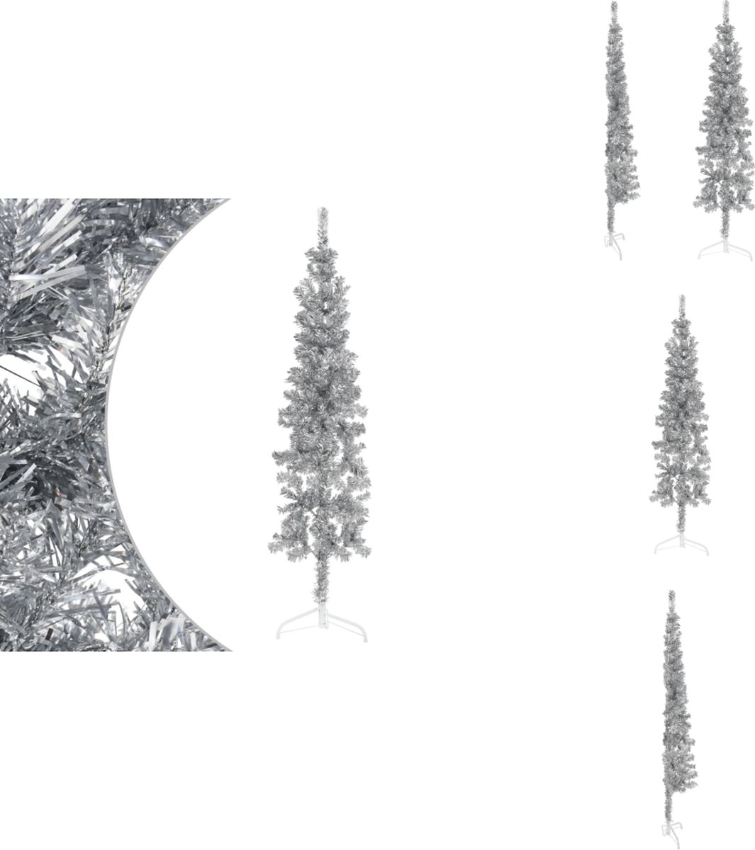 vidaXL Kunstkerstboom Half 120 cm Zilverkleurig