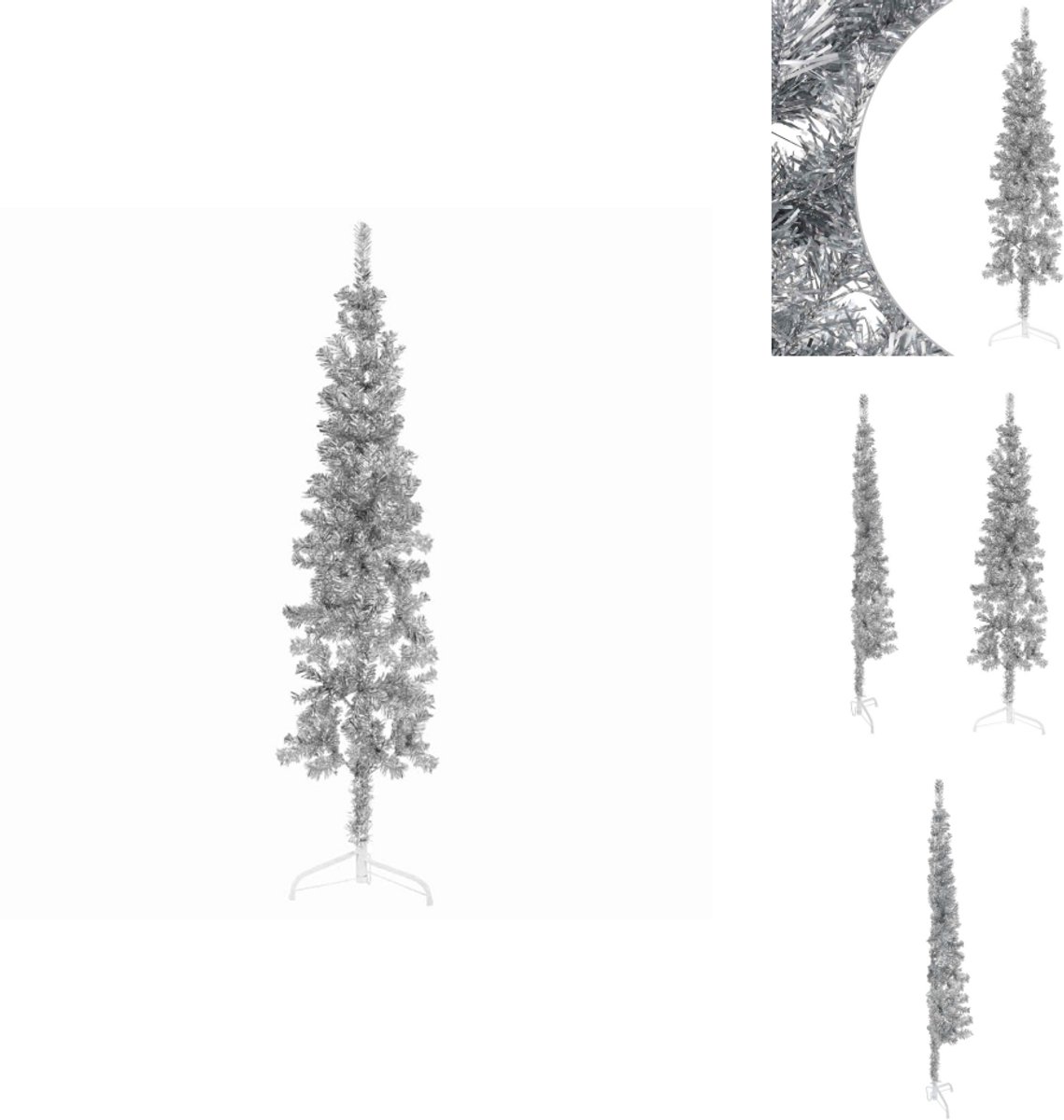 vidaXL Kunstkerstboom Half 120 cm Zilverkleurig