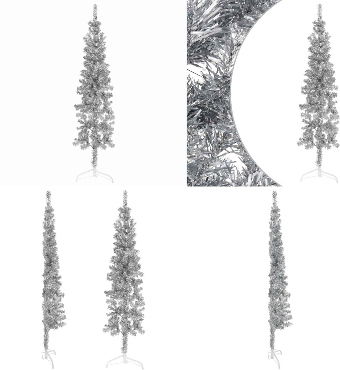 vidaXL Kunstkerstboom Half 120 cm Zilverkleurig