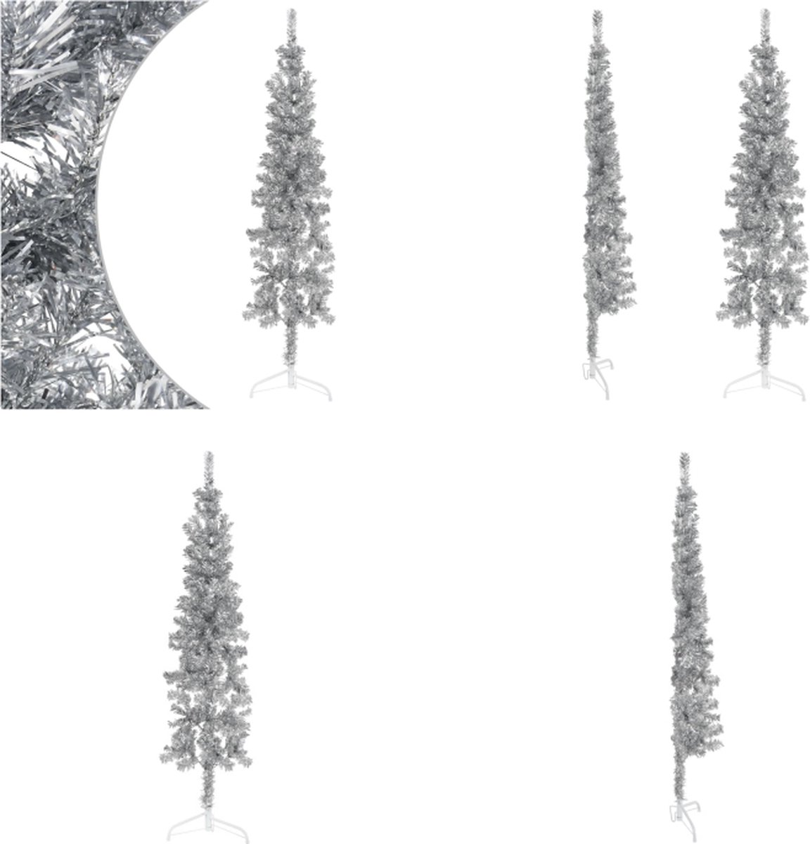 vidaXL Kunstkerstboom Half 120 cm Zilverkleurig
