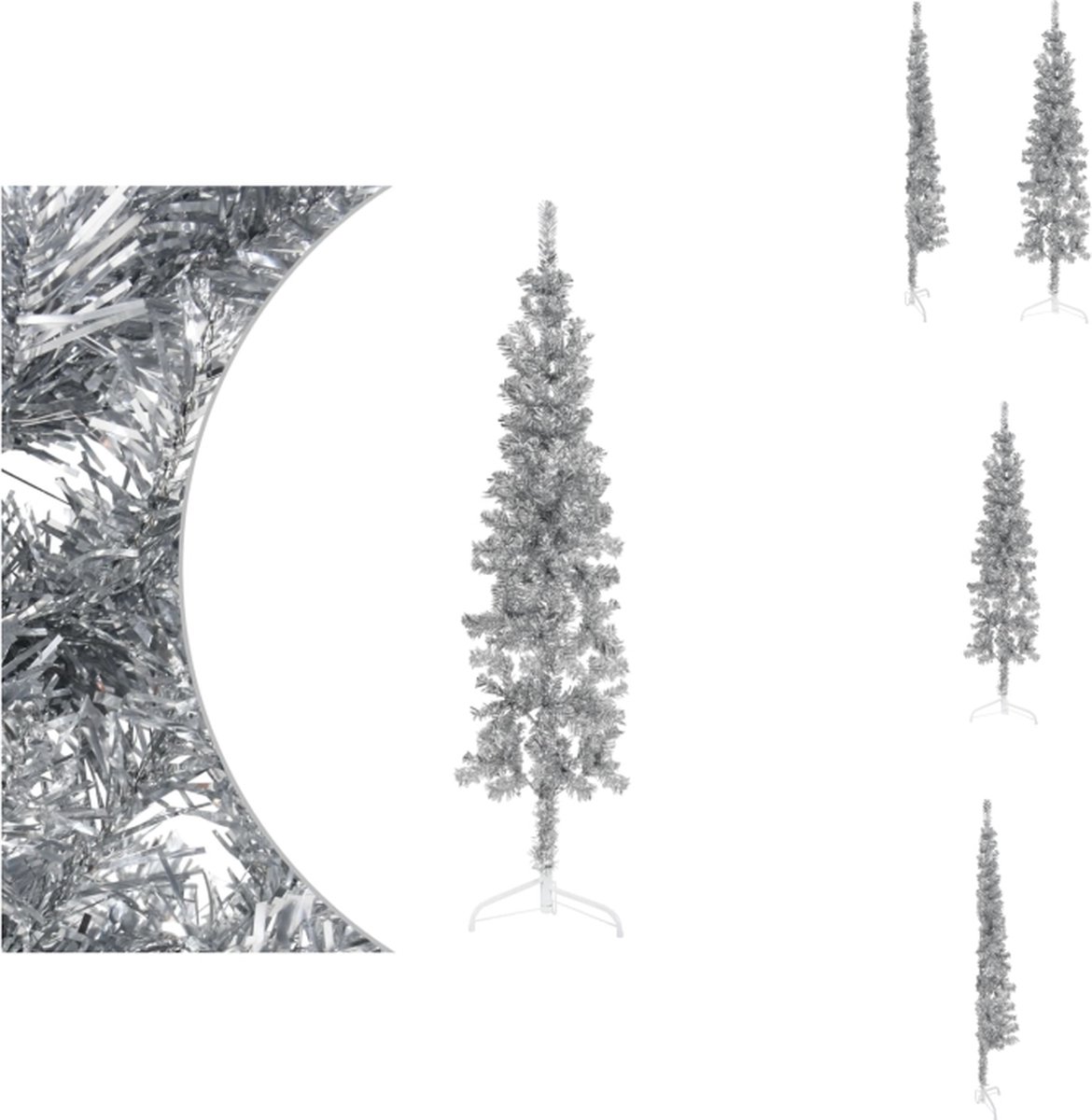 vidaXL Kunstkerstboom Half 120 cm Zilverkleurig