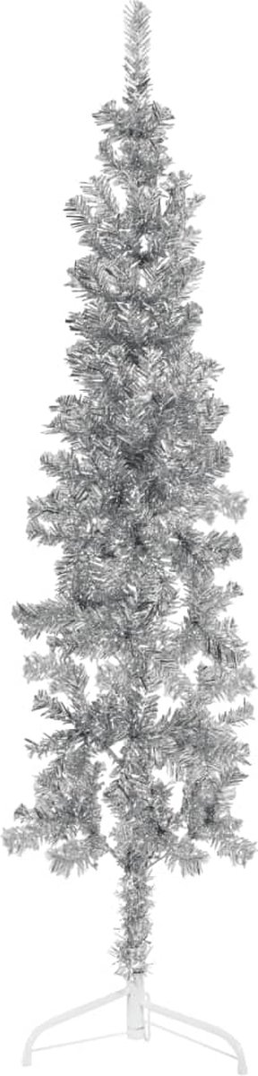 vidaXL Kunstkerstboom Half 120 cm Zilverkleurig