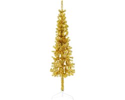vidaXL Kunstkerstboom half 150 cm goudkleurig