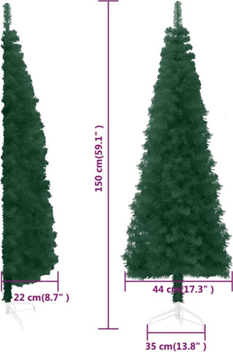 vidaXL Kunstkerstboom half 150 cm groen