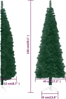 vidaXL Kunstkerstboom half 150 cm groen
