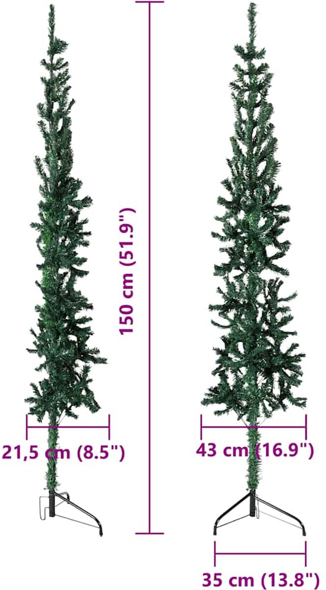 vidaXL Kunstkerstboom half 150 cm groen