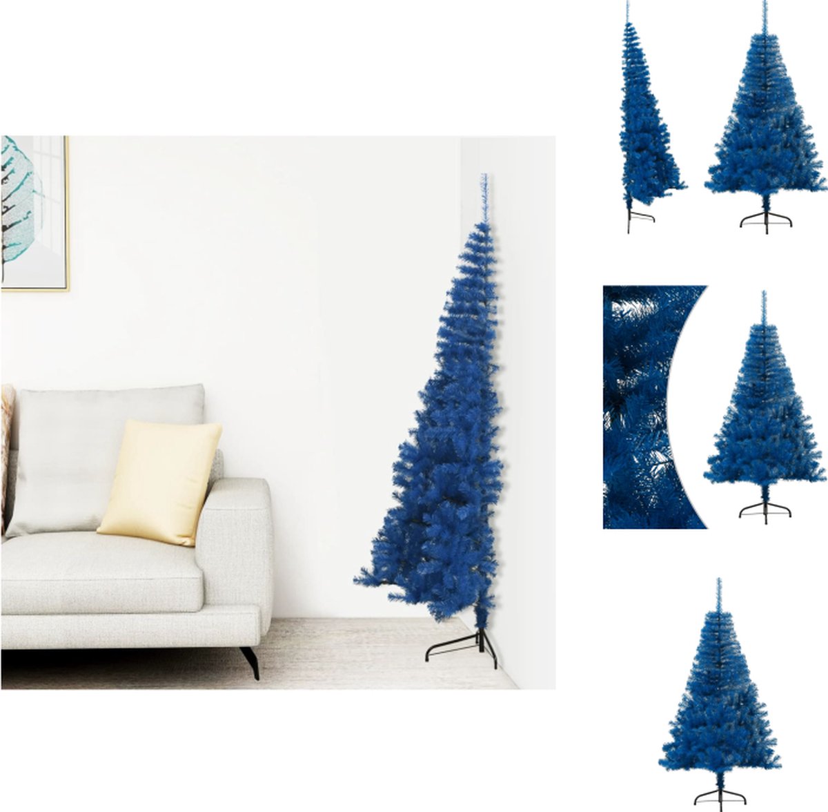 vidaXL Kunstkerstboom half 150 cm PVC blauw
