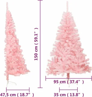 vidaXL Kunstkerstboom half 150 cm roze PVC met standaard