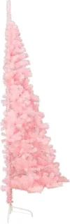 vidaXL Kunstkerstboom half 150 cm roze PVC met standaard