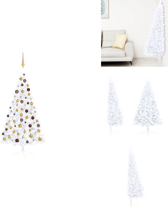 vidaXL Kunstkerstboom Half 150 cm Wit