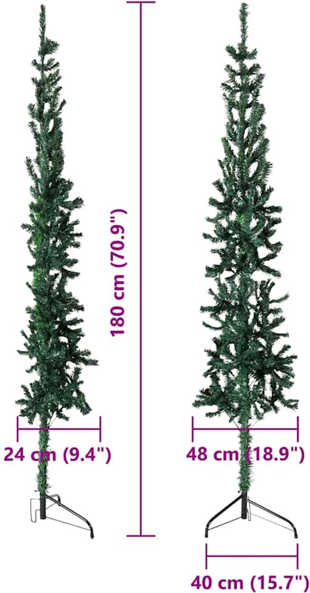 vidaXL Kunstkerstboom Half 180 cm Groen Met Standaard