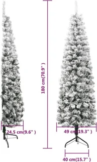 vidaXL Kunstkerstboom half 180 cm met sneeuw smal
