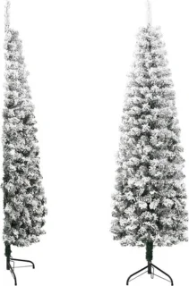 vidaXL Kunstkerstboom half 180 cm met sneeuw smal