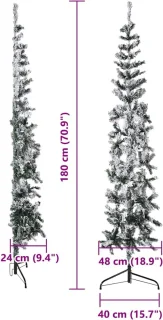 vidaXL Kunstkerstboom half 180 cm met sneeuw smal