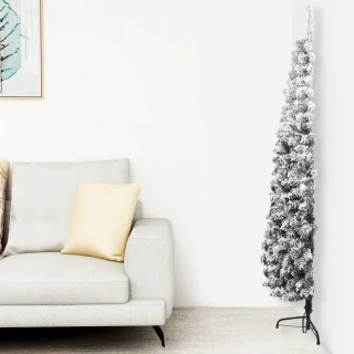 vidaXL Kunstkerstboom half 180 cm met sneeuw smal