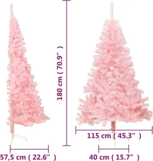 vidaXL Kunstkerstboom half 180 cm PVC roze