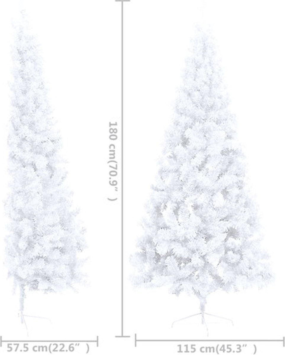 vidaXL Kunstkerstboom half 180 cm wit PVC met standaard