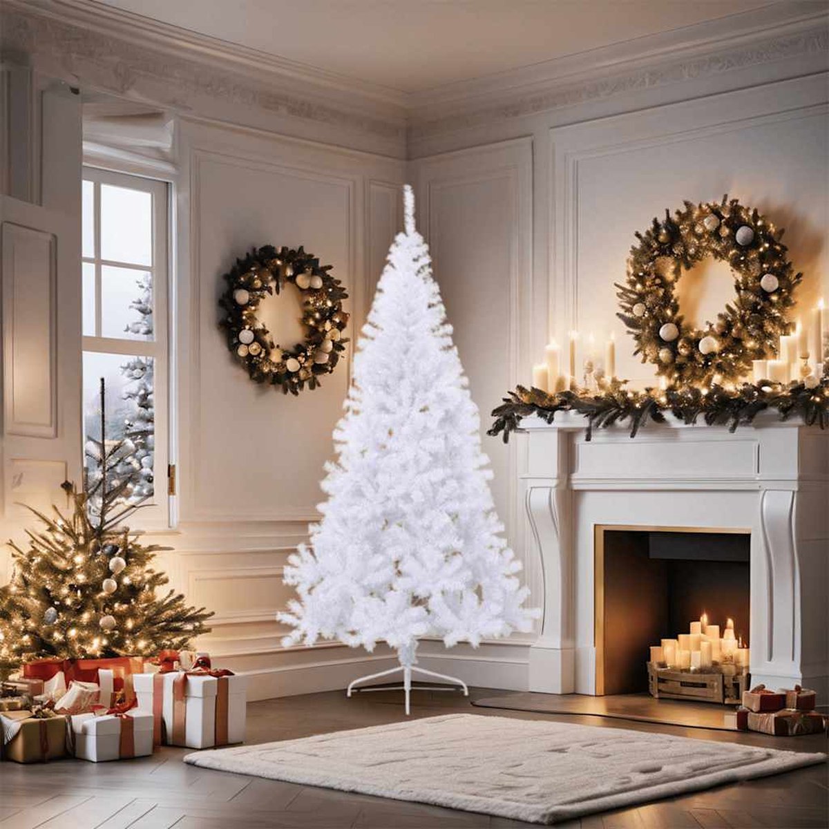 vidaXL Kunstkerstboom half 180 cm wit PVC met standaard