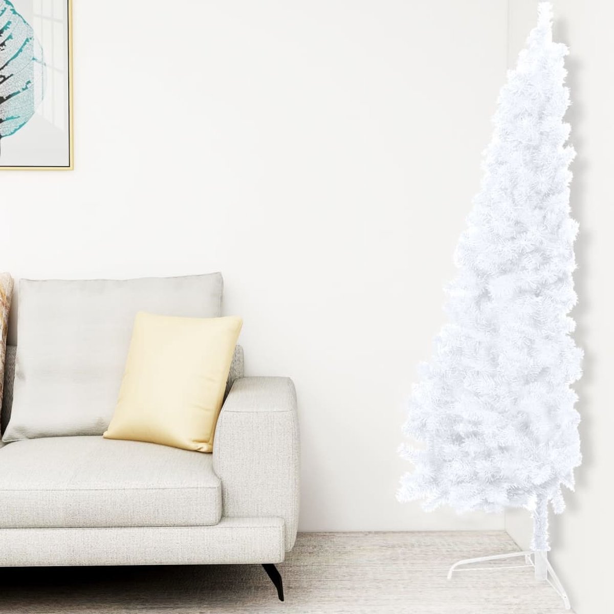 vidaXL Kunstkerstboom half 180 cm wit PVC met standaard