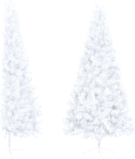 vidaXL Kunstkerstboom half 180 cm wit PVC met standaard