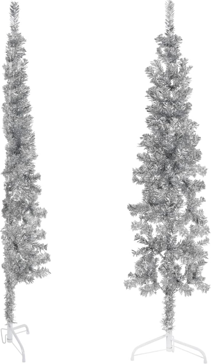 vidaXL Kunstkerstboom Half 180 cm Zilverkleurig