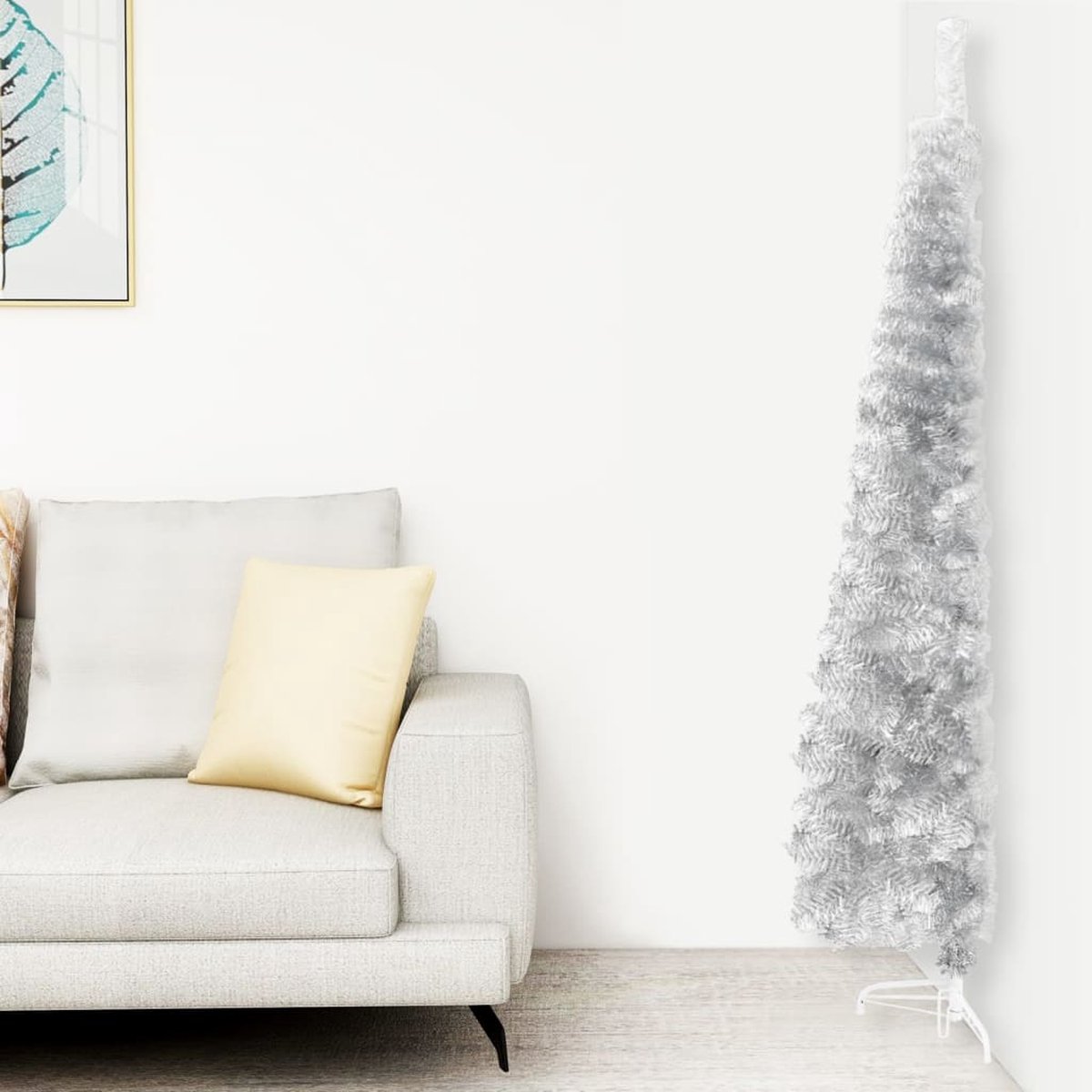 vidaXL Kunstkerstboom Half 180 cm Zilverkleurig