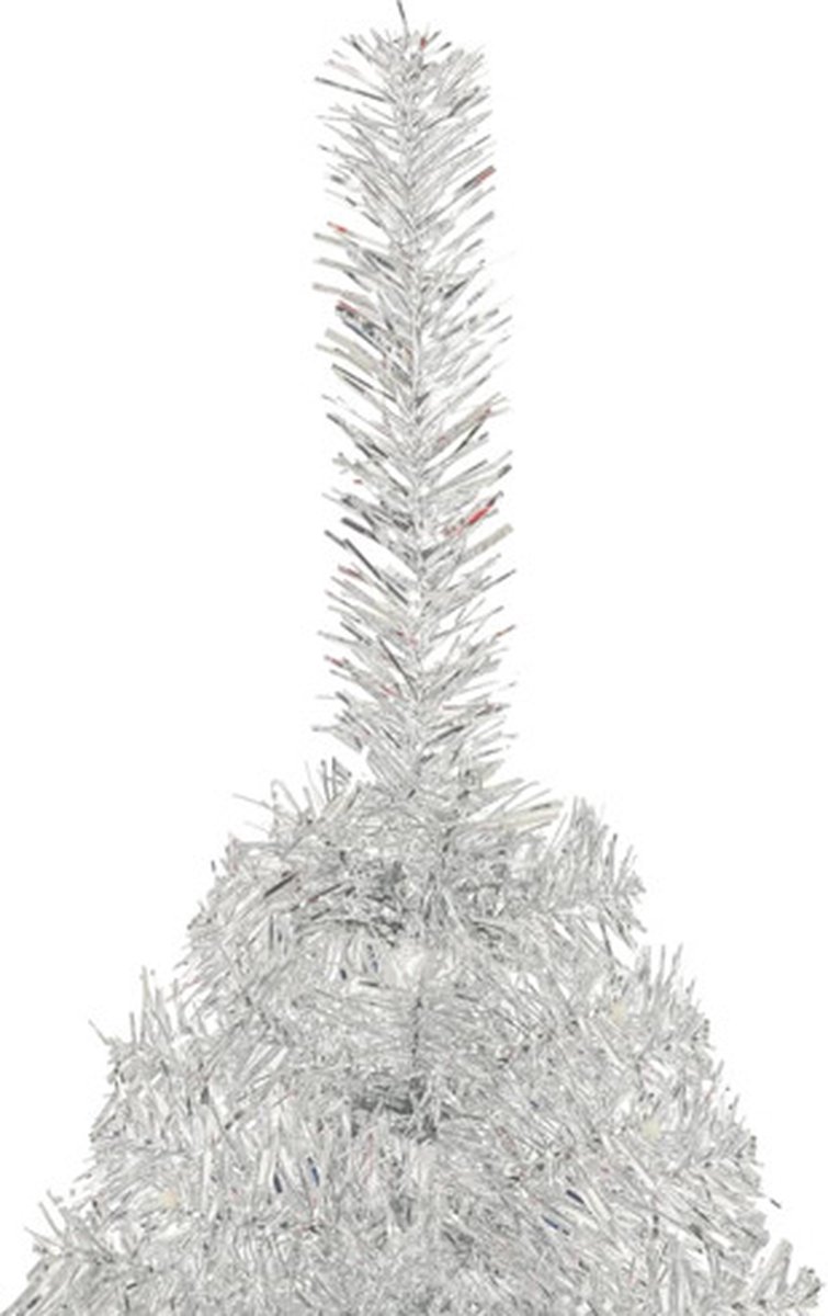 vidaXL Kunstkerstboom half 180 cm zilverkleurig PET