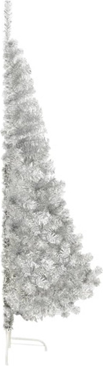 vidaXL Kunstkerstboom half 180 cm zilverkleurig PET